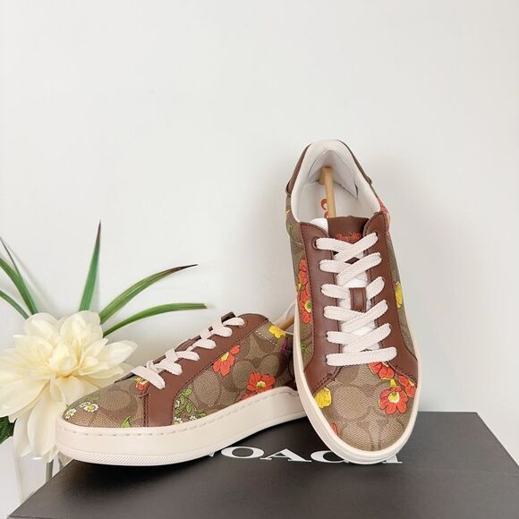 NWT Coach Clip Low Top Sneaker In Signature Canvas With Floral Print size US6 - Picture 4 of 12